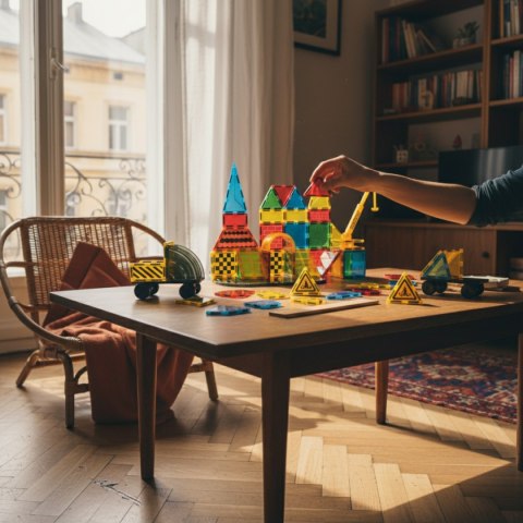 Klocki magnetyczne plac budowy 50 el. przezroczyste - Magnetic Tiles 3+ X-Bida