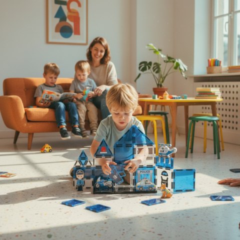 Klocki magnetyczne policja komisariat 28 el. - Magnetic Tiles 3+ X-Bida