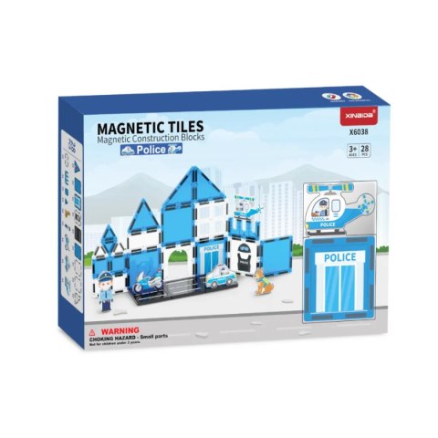 Klocki magnetyczne policja komisariat 28 el. - Magnetic Tiles 3+ X-Bida