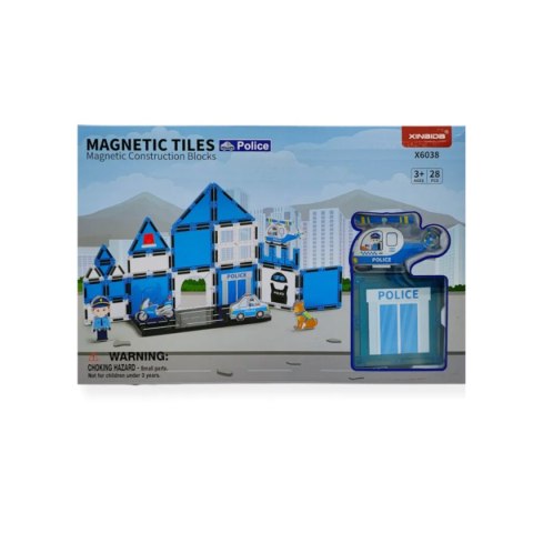 Klocki magnetyczne policja komisariat 28 el. - Magnetic Tiles 3+ X-Bida