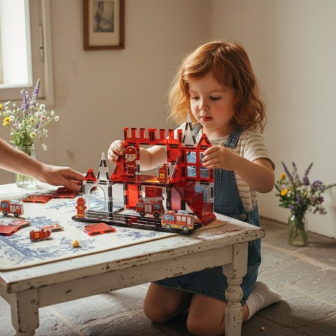 Klocki magnetyczne straż pożarna 32 el. - Magnetic Tiles 3+ X-Bida