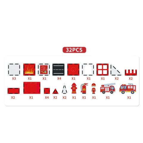 Klocki magnetyczne straż pożarna 32 el. - Magnetic Tiles 3+ X-Bida