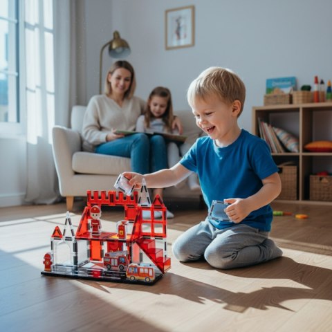 Klocki magnetyczne straż pożarna 32 el. - Magnetic Tiles 3+ X-Bida