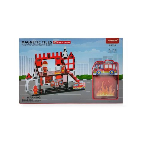 Klocki magnetyczne straż pożarna 32 el. - Magnetic Tiles 3+ X-Bida