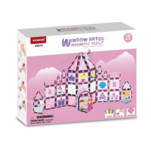 Klocki magnetyczne zamek 78 el. Magnetic Tiles Window Art - 3+ X-Bida