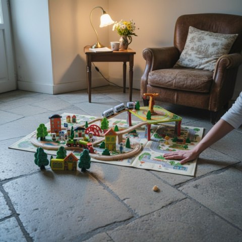Kolejka drewniana 78 elementów z akcesoriami - 3+ Tong Le