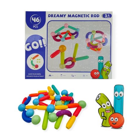 Magnetyczne pałeczki i kulki 46 el. - 3+ Tong Le