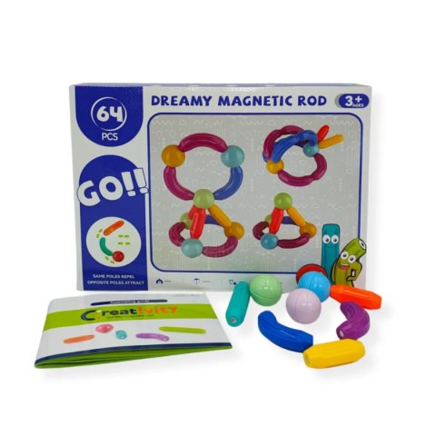 Magnetyczne pałeczki i kulki konstrukcyjne 64 el. - Dreamy 3+ Tong Le