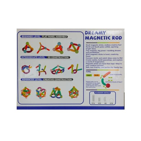 Magnetyczne pałeczki i kulki konstrukcyjne 64 el. - Dreamy 3+ Tong Le