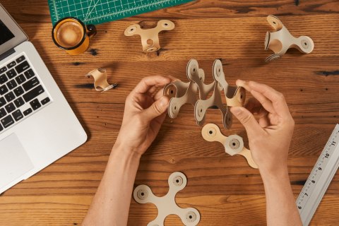 Klocki przestrzenne Clixo - Designer Pack - beżowo-szary - 9 el. Clixo