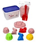 Zestaw - piasek kinetyczny ColourSand 2kg różowy + foremki i łopatka Adam Toys