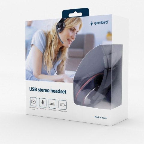 Słuchawki z mikrofonem MHS-U-001 USB czarne Słuchawki z mikrofonem MHS-U-001 USB czarne