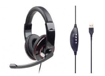 Słuchawki z mikrofonem MHS-U-001 USB czarne Słuchawki z mikrofonem MHS-U-001 USB czarne