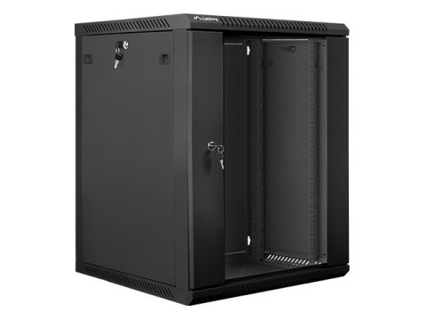 Szafa instalacyjna wisząca 19'' 15U 600X600mm czarna (drzwi szklane) Szafa instalacyjna wisząca 19'' 15U 600X600mm czarna (drzwi szklane)