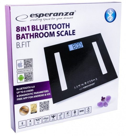 WAGA ŁAZIENKOWA 8W1 Z FUNKCJĄ BLUETOOTH B.FIT CZARNA WAGA ŁAZIENKOWA 8W1 Z FUNKCJĄ BLUETOOTH B.FIT CZARNA