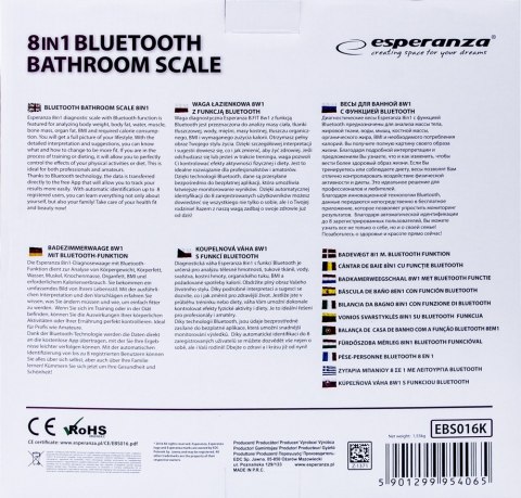 WAGA ŁAZIENKOWA 8W1 Z FUNKCJĄ BLUETOOTH B.FIT CZARNA WAGA ŁAZIENKOWA 8W1 Z FUNKCJĄ BLUETOOTH B.FIT CZARNA