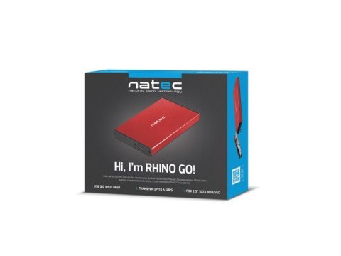Kieszeń zewnętrzna HDD/SSD Sata Rhino Go 2,5 USB 3.0 czerwona Kieszeń zewnętrzna HDD/SSD Sata Rhino Go 2,5 USB 3.0 czerwona