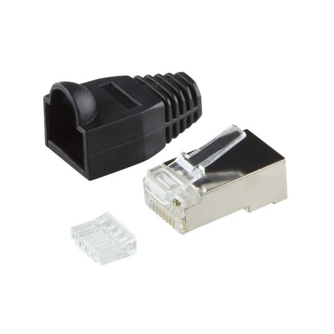 Wtyki RJ45 CAT.6 100szt. ekranowane z osłoną, czarne Wtyki RJ45 CAT.6 100szt. ekranowane z osłoną, czarne