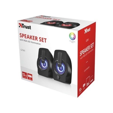 Głośniki GEMI RGB 2.0 czarne Głośniki GEMI RGB 2.0 czarne