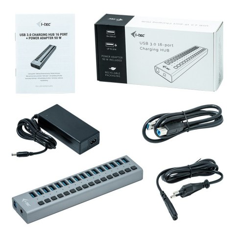 Hub USB3.0 z ładowaniem, 16 portów, 90W Hub USB3.0 z ładowaniem, 16 portów, 90W