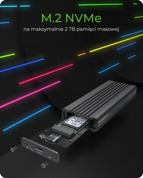 IB-1824ML-C31 Obudowa M.2 NVMe z oświetleniem RGB IB-1824ML-C31 Obudowa M.2 NVMe z oświetleniem RGB