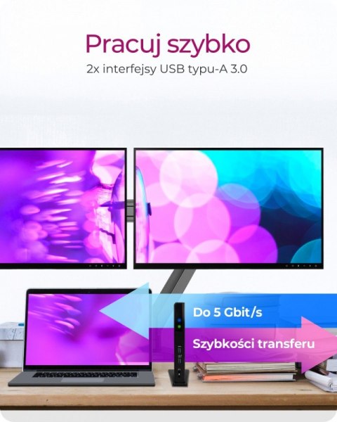 Stacja dokująca IB-DK2251AC do Notebooka DisplayLink, 2 x HDMI Stacja dokująca IB-DK2251AC do Notebooka DisplayLink, 2 x HDMI