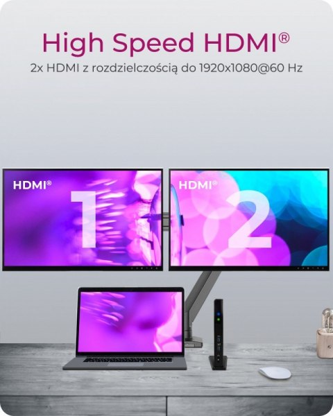 Stacja dokująca IB-DK2251AC do Notebooka DisplayLink, 2 x HDMI Stacja dokująca IB-DK2251AC do Notebooka DisplayLink, 2 x HDMI