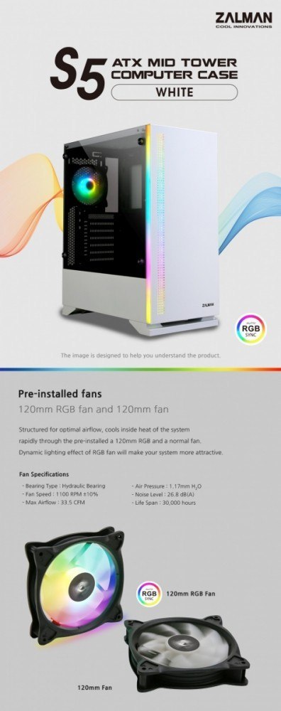 Obudowa S5 WHITE ATX Mid Tower PC Case RGB fan TG Obudowa S5 WHITE ATX Mid Tower PC Case RGB fan TG