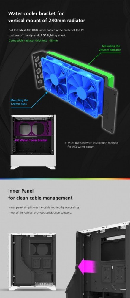 Obudowa S5 WHITE ATX Mid Tower PC Case RGB fan TG Obudowa S5 WHITE ATX Mid Tower PC Case RGB fan TG