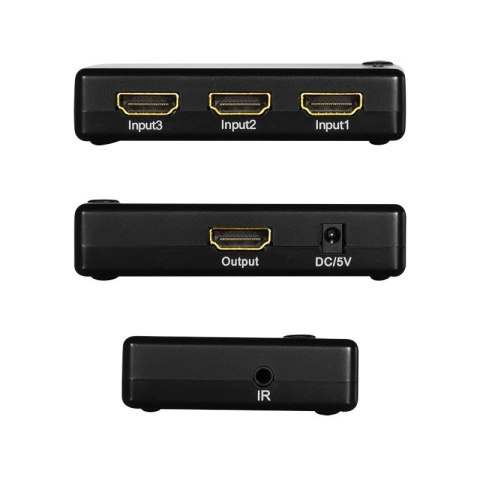 Przełącznik Switch 3x1 HDMI, 1080p 60Hz, z pilotem Przełącznik Switch 3x1 HDMI, 1080p 60Hz, z pilotem