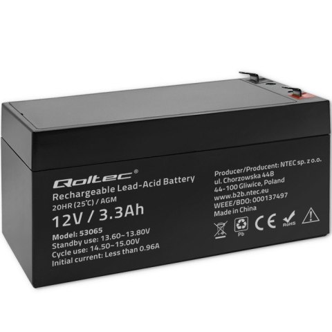 Akumulator AGM | 12V | 3.3Ah | max. 49.5A Akumulator AGM | 12V | 3.3Ah | max. 49.5A