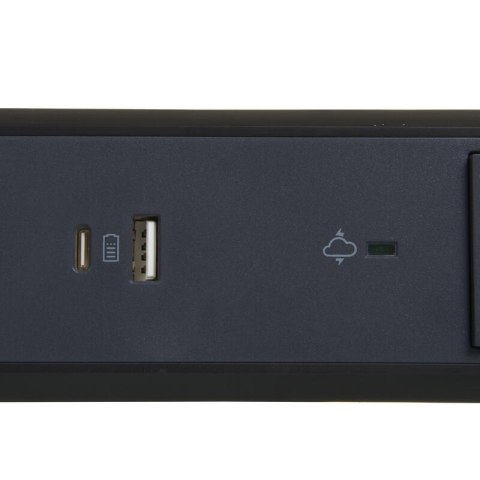 Przedłużacz 3x2PZ + USB A/C 1,5m czarny Przedłużacz 3x2PZ + USB A/C 1,5m czarny