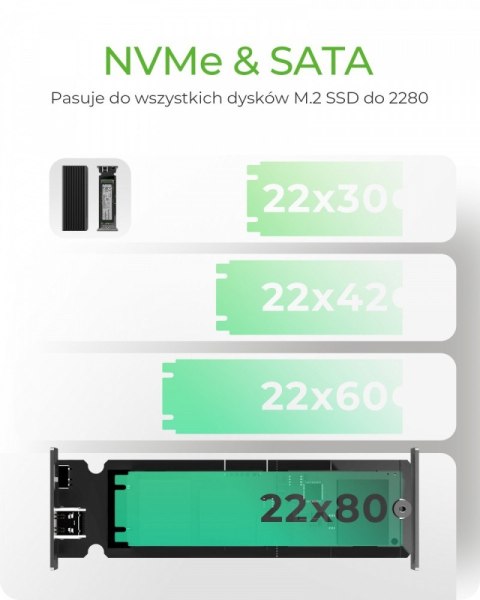 Obudowa IB-1817MCT-C31 NVMe/SATA M.2 2230/2242/2260/2280 Beznarzędziowa Obudowa IB-1817MCT-C31 NVMe/SATA M.2 2230/2242/2260/2280 Beznarzędziowa