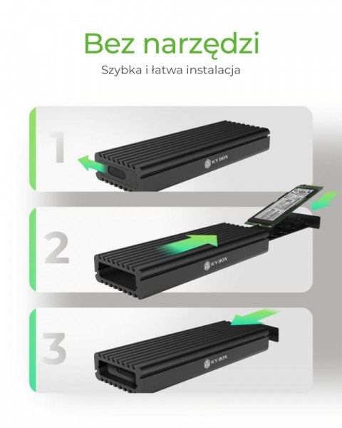 Obudowa IB-1817MCT-C31 NVMe/SATA M.2 2230/2242/2260/2280 Beznarzędziowa Obudowa IB-1817MCT-C31 NVMe/SATA M.2 2230/2242/2260/2280 Beznarzędziowa