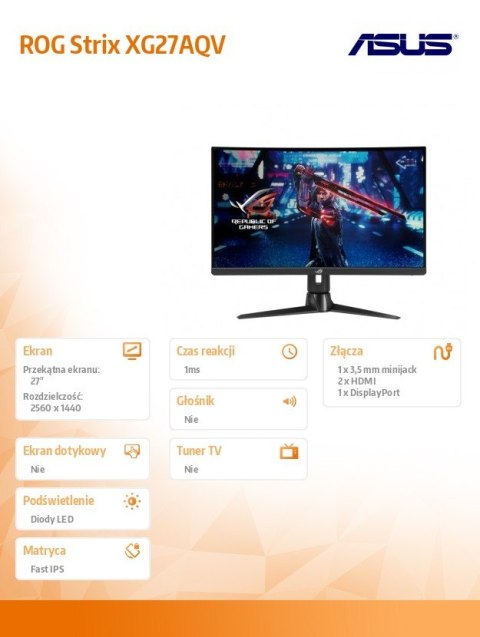 Monitor 27 cali ROG Strix XG27AQV Monitor 27 cali ROG Strix XG27AQV