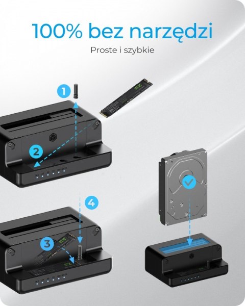 Stacja dokująca i klonująca IB-2914MSCL-C31 2,5 i 3,5 cala na M.2 NVMe Stacja dokująca i klonująca IB-2914MSCL-C31 2,5 i 3,5 cala na M.2 NVMe