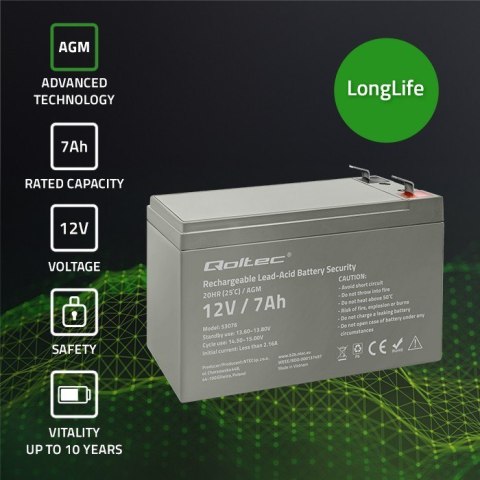 Akumulator AGM | 12V | 7Ah | max. 105A | Security Akumulator AGM | 12V | 7Ah | max. 105A | Security