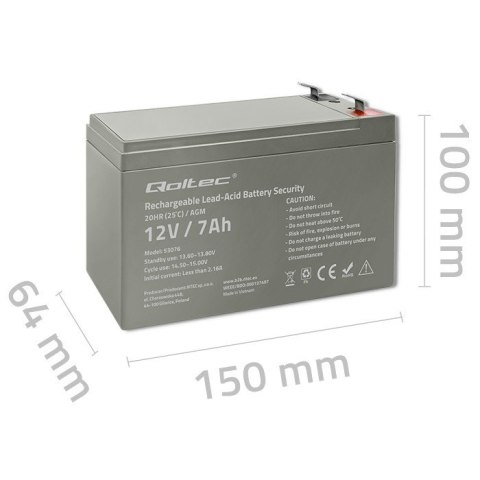 Akumulator AGM | 12V | 7Ah | max. 105A | Security Akumulator AGM | 12V | 7Ah | max. 105A | Security