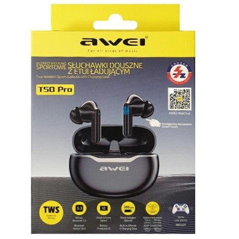 Słuchawki Bluetooth 5.3 T50 Pro TWS Black Słuchawki Bluetooth 5.3 T50 Pro TWS Black