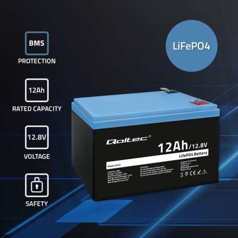 Akumulator LiFePO4 Litowo-Żelazowo-Fosforanowy | 12.8V | 12Ah | 153.6Wh | BMS Akumulator LiFePO4 Litowo-Żelazowo-Fosforanowy | 12.8V | 12Ah | 153.6Wh | BMS