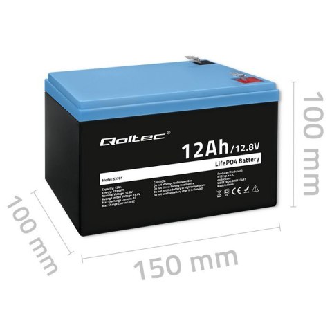Akumulator LiFePO4 Litowo-Żelazowo-Fosforanowy | 12.8V | 12Ah | 153.6Wh | BMS Akumulator LiFePO4 Litowo-Żelazowo-Fosforanowy | 12.8V | 12Ah | 153.6Wh | BMS