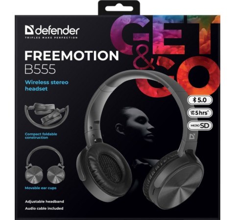 Słuchawki bezprzewodowe nauszne Freemotion B555 Czarne Słuchawki bezprzewodowe nauszne Freemotion B555 Czarne