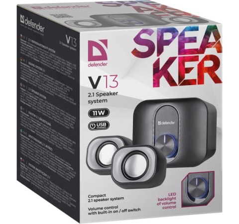 Głośniki komputerowe V13 2.1 11W USB podświetlenie LED Głośniki komputerowe V13 2.1 11W USB podświetlenie LED