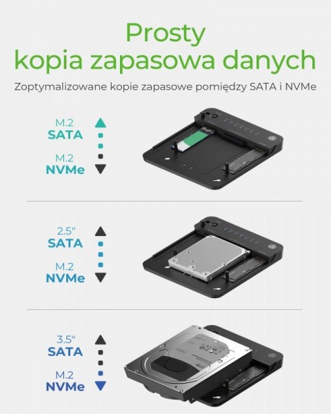 Stacja dokująca/klonująca IB-2915MSCL-C31 M.2 dla M.2 0NVMe i SATA 2,5/3,5 SSD/HDD Stacja dokująca/klonująca IB-2915MSCL-C31 M.2 dla M.2 0NVMe i SATA 2,5/3,5 SSD/HDD