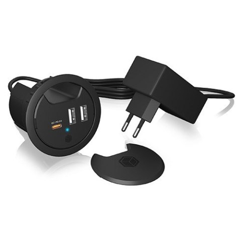 IB-HUB1407 3 Port ładowarka do biurka, 2x USB-A, 1x USB-C, otwór 60mm IB-HUB1407 3 Port ładowarka do biurka, 2x USB-A, 1x USB-C, otwór 60mm