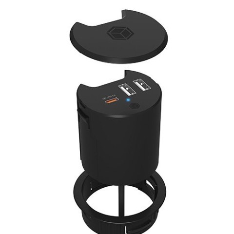 IB-HUB1407 3 Port ładowarka do biurka, 2x USB-A, 1x USB-C, otwór 60mm IB-HUB1407 3 Port ładowarka do biurka, 2x USB-A, 1x USB-C, otwór 60mm