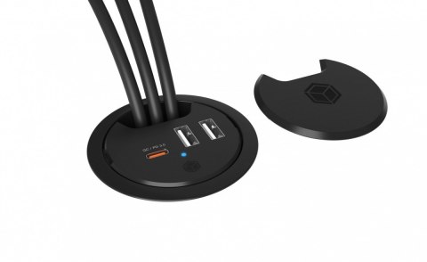 IB-HUB1407 3 Port ładowarka do biurka, 2x USB-A, 1x USB-C, otwór 60mm IB-HUB1407 3 Port ładowarka do biurka, 2x USB-A, 1x USB-C, otwór 60mm