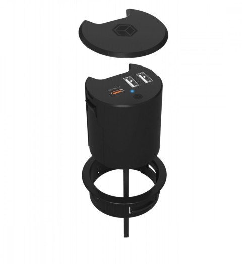 IB-HUB1407 3 Port ładowarka do biurka, 2x USB-A, 1x USB-C, otwór 60mm IB-HUB1407 3 Port ładowarka do biurka, 2x USB-A, 1x USB-C, otwór 60mm