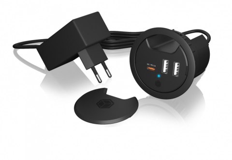 IB-HUB1407 3 Port ładowarka do biurka, 2x USB-A, 1x USB-C, otwór 60mm IB-HUB1407 3 Port ładowarka do biurka, 2x USB-A, 1x USB-C, otwór 60mm