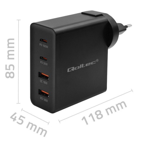 Ładowarka GaN Power Pro | 2xUSB-C | 2xUSB | 130W | 5-20V | 1.5-5A| PD | Czarna Ładowarka GaN Power Pro | 2xUSB-C | 2xUSB | 130W | 5-20V | 1.5-5A| PD | Czarna